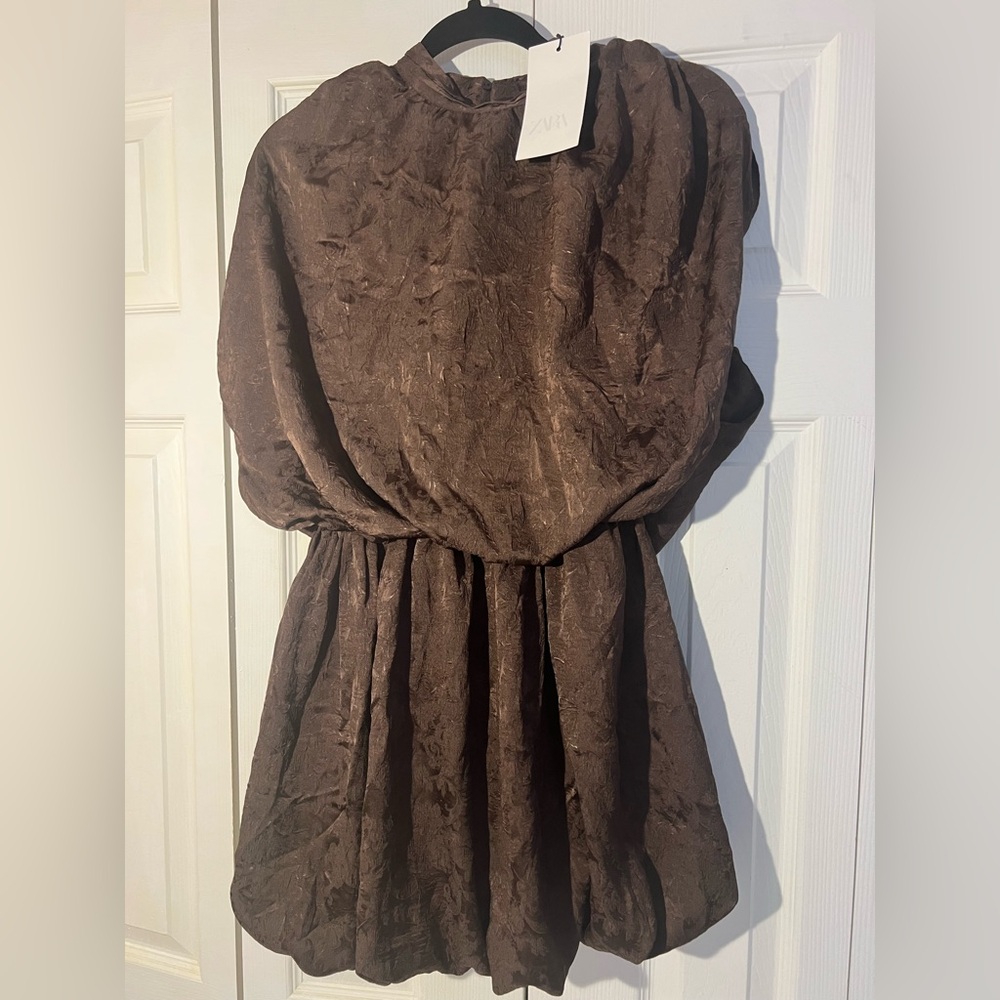 ZARA JACQUARD VOLUMINOUS BUBBLE HEM MINI DRESS | S NWT - Picture 13 of 16